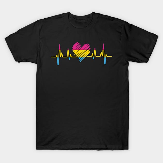 Pansexual Flag Heartbeat LGBTQ T-Shirt by wbdesignz